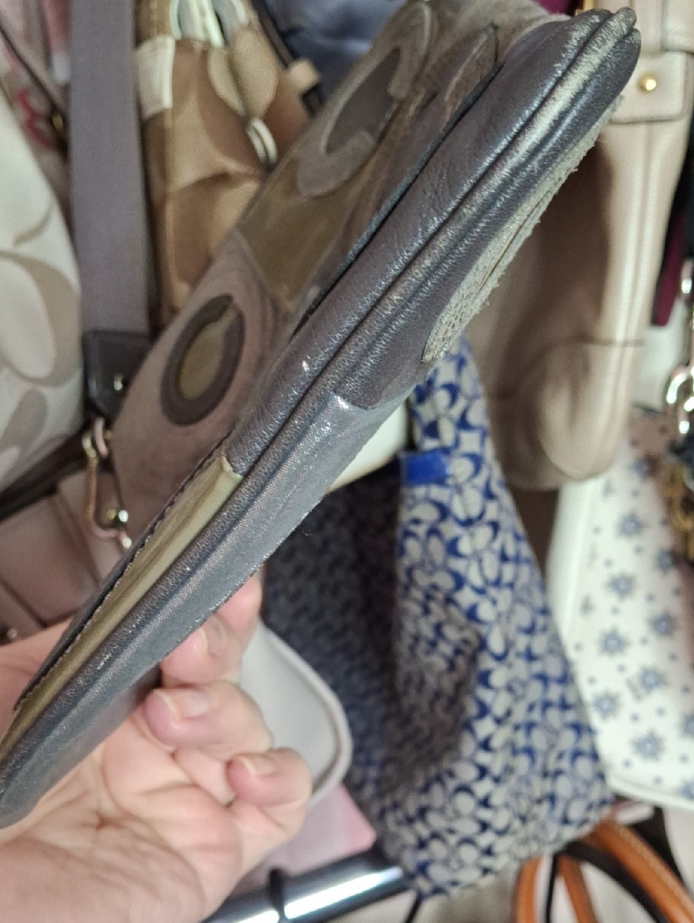 COACH PATCHWORK GRAY TAUPE TAN CROSSBODY BAG - Picture 3 of 7